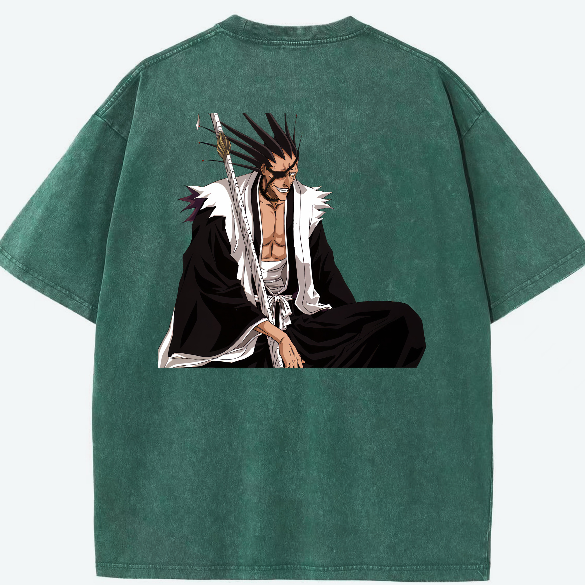 （画像用） ブリーチ ざらき けんぱち BLEACH Zaraki Kenpachi 綿100% ヴィンテージ風 半袖Tシャツ（背面プリント）